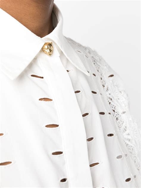 Roberto Cavalli Cut Out Detailing Cotton Shirt Farfetch