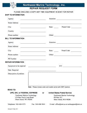 Fillable Online Nmt Nmt Repair Request Form Northwest Marine