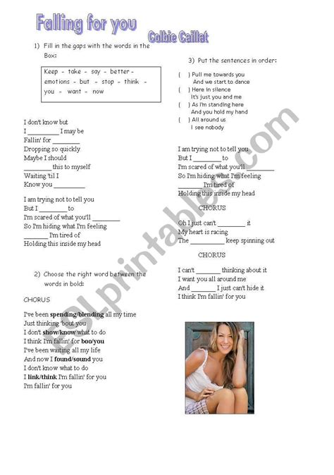 Falling For You Colbie Caillat Easier Esl Worksheet By Nathhhfr