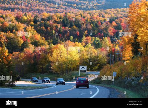 Fall foliage seen from highway in Stowe, Vermont, USA Stock Photo - Alamy