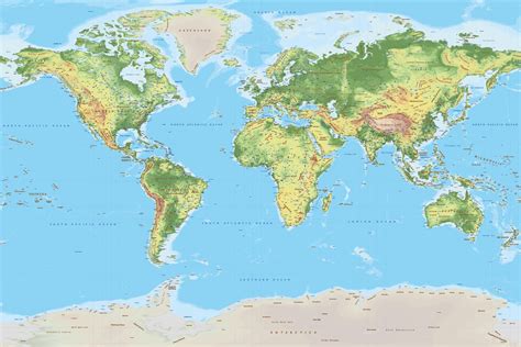 Topographic World Vector Map | Creative Market