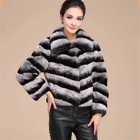 Hot 100 Real Rex Rabbit Fur Coat Womens Natural Rex Rabbit Fur Overcoat Plus Size For Russia