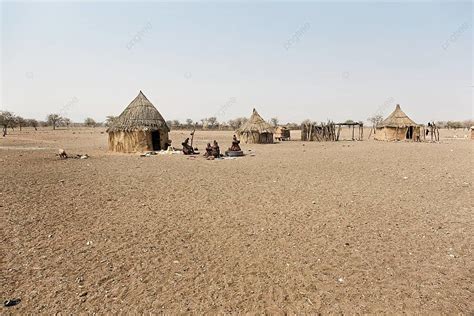 Himba Tribal Settlement Exhibiting Traditional Huts Located In The