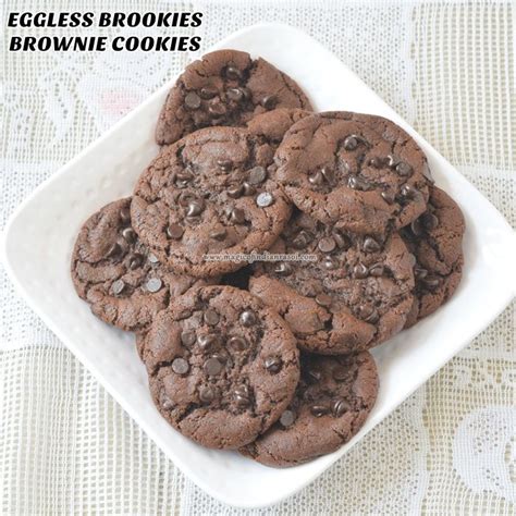 EGGLESS BROOKIES BROWNIE COOKIES RECIPE Eggless Desserts Cookie