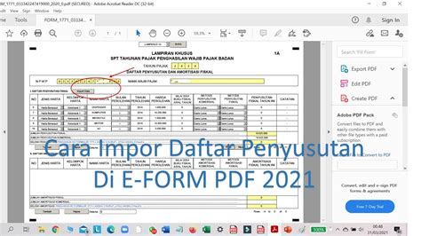 Cara Impor Penyusutan Dan Amortisasi Fiskal Asset Lampiran A1 Daftar Pada Espt Badan E Form Pdf