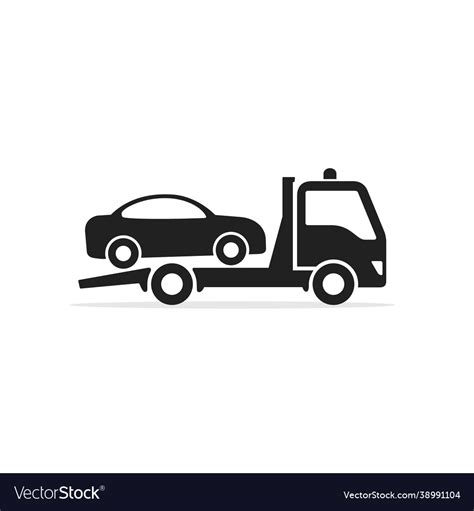 Tow Truck Icon Towing With Car Sign Royalty Free Vector