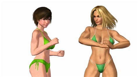 Rumble Roses Xx Queens Match Reiko Hinomoto Green Swimsuit Vs Dixie