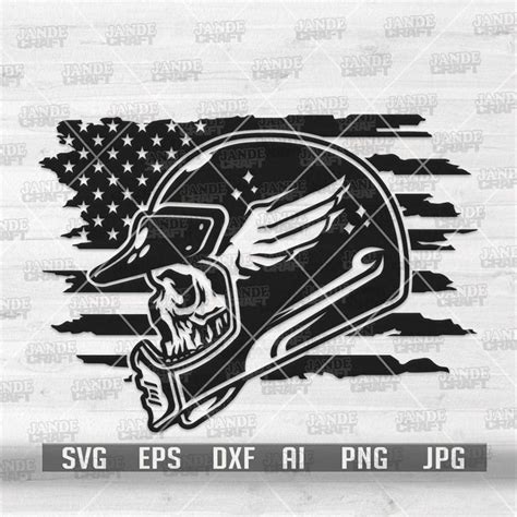 Us Biker Skull Helmet Svg Motorbike Clipart Rider Dad St Inspire Uplift