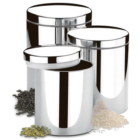 Conjunto Potes Inox para Mantimentos Tampa 3 Peças Cozinha