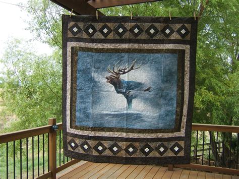 Call Of The Wild Bull Elk Quilt Stag Outdoor Themed Lap Etsy