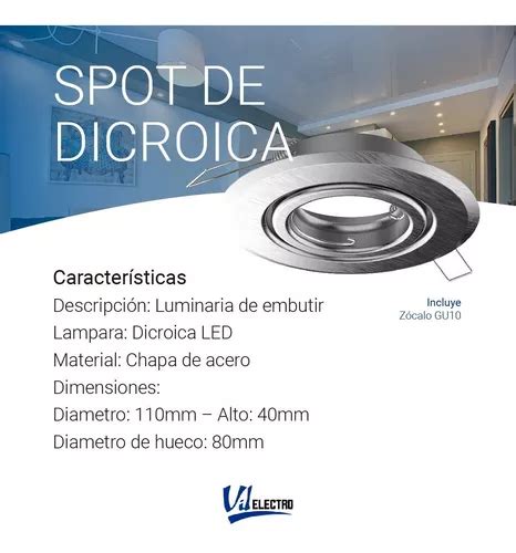 Spot Embutir Dicroica Movil Circular Plata Orientable X En Venta En