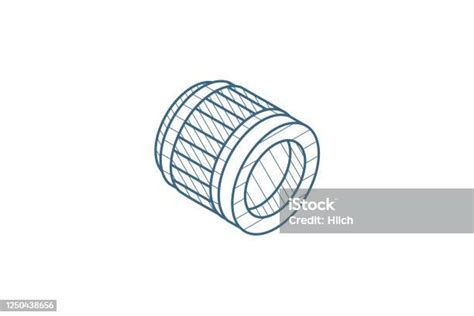 Photo Camera Lens Optical Isometric Icon 3d Line Art Technical Drawing Editable Stroke Vector