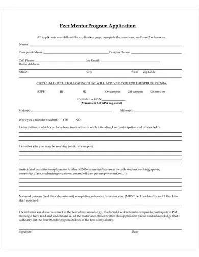 FREE 10 Mentor Application Form Samples In MS Word PDF