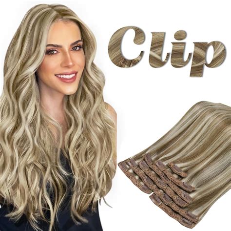 Sunny Hair Brown Clip On Hair Extensions Human Hair Highlight Clip In