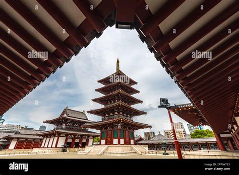 Shi Tennoji Buddhist Temple Five Story Pagoda Stock Photo Alamy