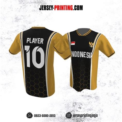 Jersey Badminton Kuning Hitam Motif Batik Dan Honeycomb Jersey