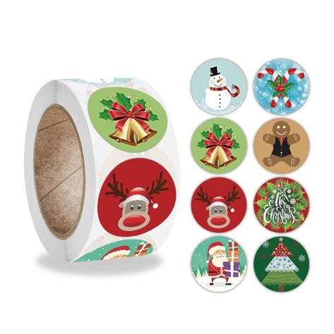 1 Rolle à 500Stk Runde Weihnachts Sticker Rentier