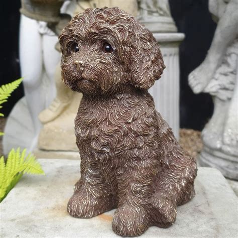 Labradoodle Puppy Dog Statue Gold Finish Indoor Garden Etsy