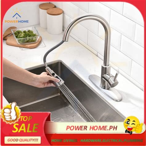 Stainless Steel Pull Out Kitchen Faucet Hot And Cold Basin Sink Telescopic Faucet With Free Hose