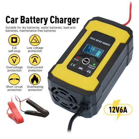 12v 6a Car Battery Charger Full Automatic Intelligent Repair Fast Power Charging Digital Lcd