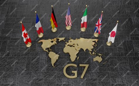 Premium Photo G7 Summit Flags Of Members Of G7 Group Of Seven And