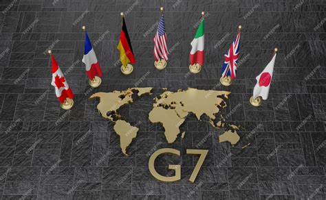 Premium Photo | G7 summit flags of members of G7 group of seven and ...