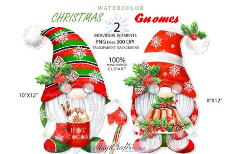 Christmas Gnomes Grandpa And Grandma Watercolour Gonk