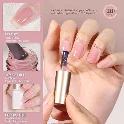 Gaoy Jelly Nude Pink Gel Nail Polish Set Of Transparent Colors Sheer