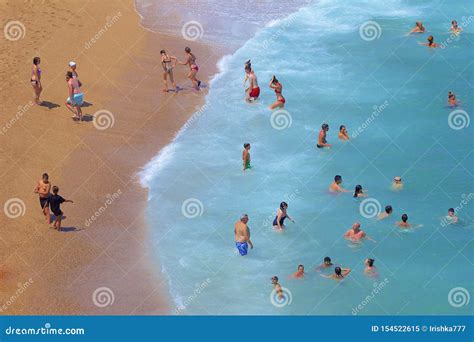 Platja Gran Beach In Tossa De Mar And The Fort Spain Editorial Image