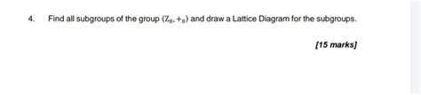 Solved Find All Subgroups Of The Group Z And Draw A Chegg