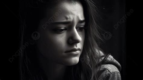 Black And White Photo Of A Woman Looking Sad Background Depressed