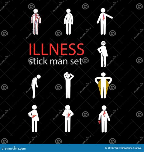 Illness Stick Man Set Stock Vector Illustration Of Icon 68167922