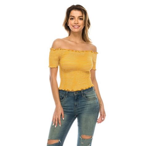 Women S Sexy Strapless Off Shoulder Ribbed Bandeau T Shirt Tube Crop