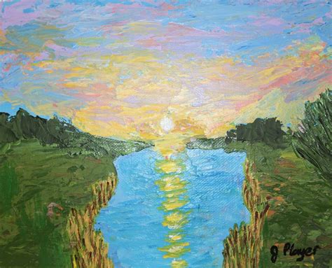 Marsh Sunset Painting X Inches Sunset Painting Painting Unique