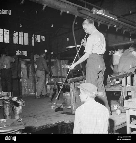 Male Glassblower In Glass Works Finland 1955 Stock Photo Alamy