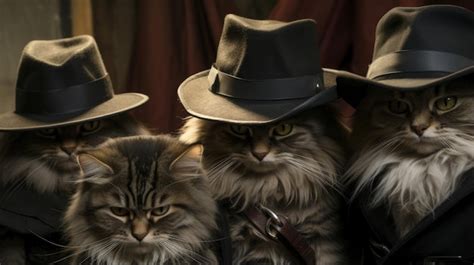 Premium Photo | Group of gangster cats