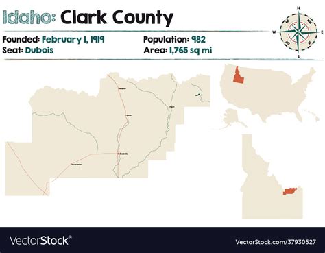 Map Clark County In Idaho Royalty Free Vector Image