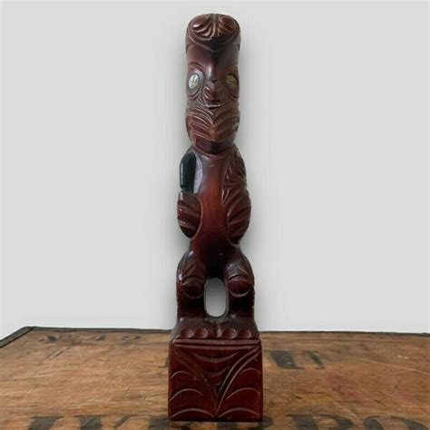 Vintage S Carved Wooden M Ori Tiki Totem Statue Vinterior