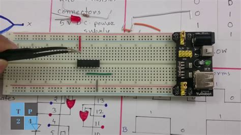 Digital Electronics Circuit In Breadboard Or Logic Gate Ic 7432 And