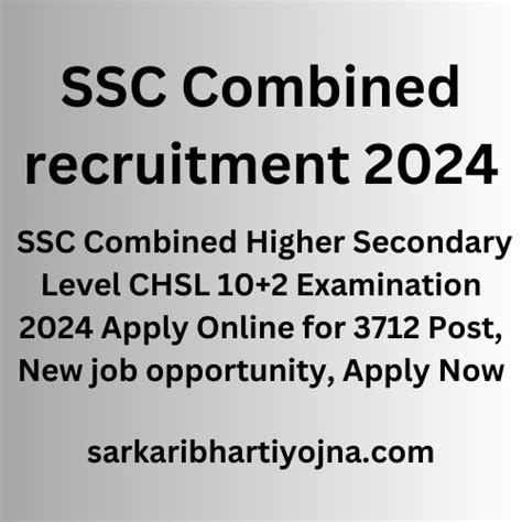 SSC Combined Recruitment 2024 SSC Combined Higher Secondary Level CHSL