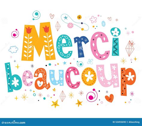 Merci Beaucoup Thank You Very Much In French Lettering Design Stock