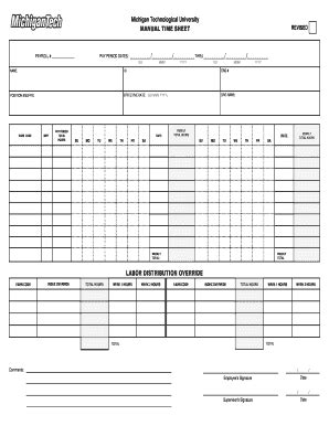 Fillable Online Mtu MANUAL TIME SHEET Fax Email Print PdfFiller