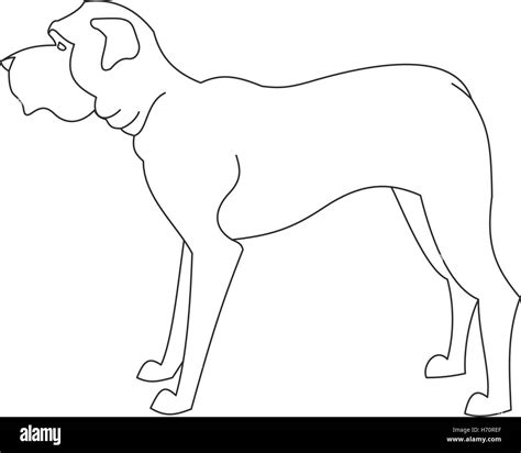 English Mastiff Dog Creature Animal Image In Line Style Vector