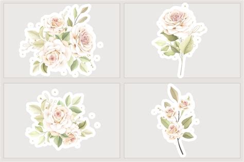 Ilustración de la colección de pegatinas de rosas suaves Vector Gratis