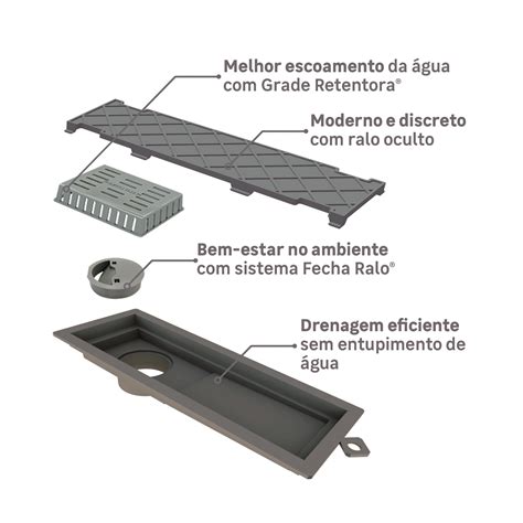 Ralo Linear Oculto De Banheiro 10x27 3cm Anti Inseto E Anti Odor PVC