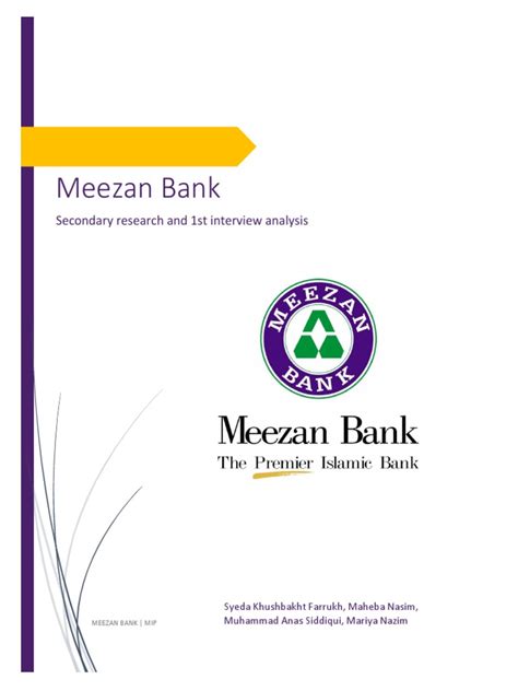 Meezan Bank Final First Submission Islamic Banking And Finance Banks