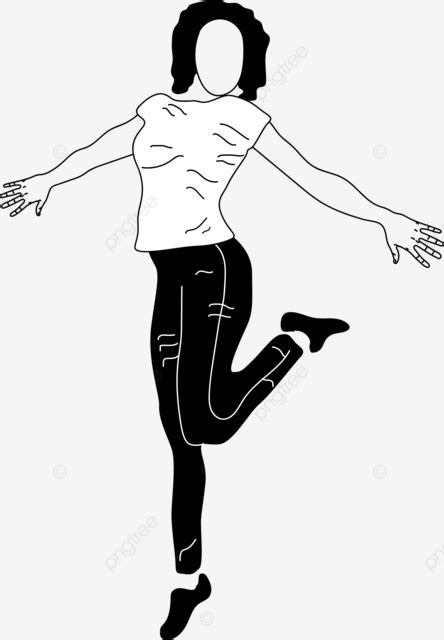 Hand Draw Happy Woman Jumping Hand Draw Woman Jumping Png And Vector