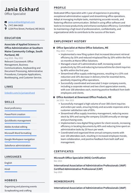 Top 17 Office Specialist Resume Objective Examples