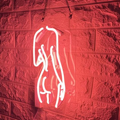 Bygo Neon Signs Sexy Lady Back Neon Light Pink Handmade Real Glass Tube Neon Lights