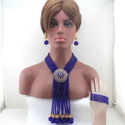 Nigerian Wedding Bridal Crystal Beads Necklace Set African Beads Jewelry Set African Style